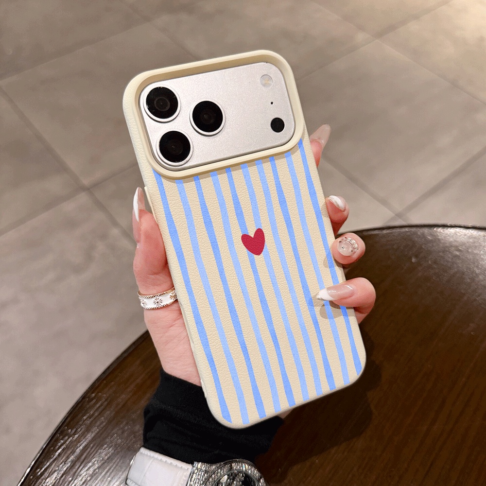 Apple Iphone 15 - Vertical Stripes Hearts Phone Case For